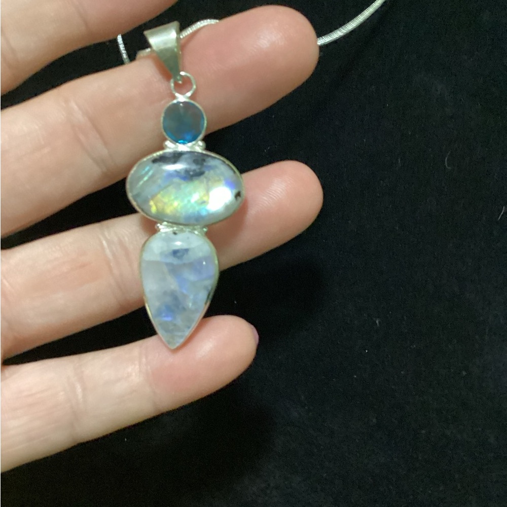 Moonstone and Quartz 925 Necklace